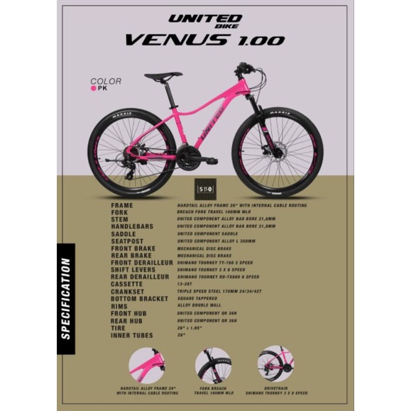 Sepeda MTB 26 Inch United Venus 1.0 Terbaru
