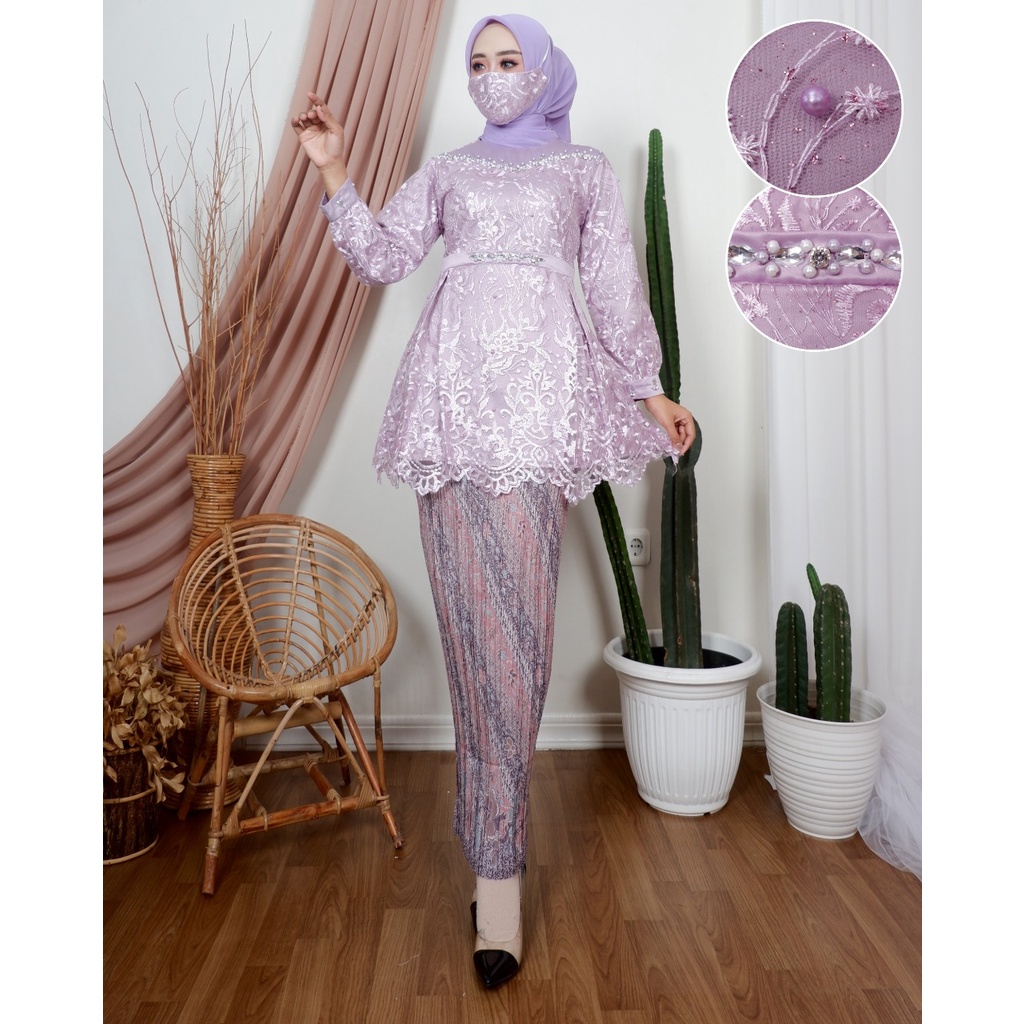 SET TUNIK TULLE MUTIARA BORDIR / STELAN TUNIK PESTA / SET TUNIK TULLE KONDANGAN