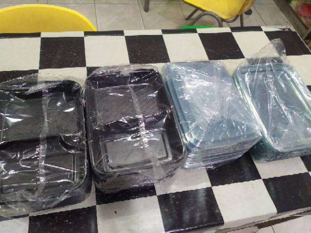 Mika Bento 2 Sekat + Tutup - Kotak Makan Skat 2 - Hitam - Isi 50 Pcs