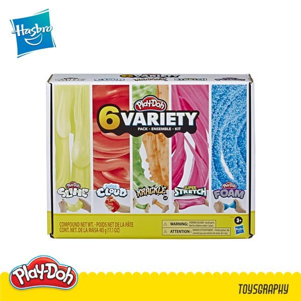 PO642 PlayDoh Variety 6 Pack - Slime Cloud Krackle Strecth Foam Play Doh