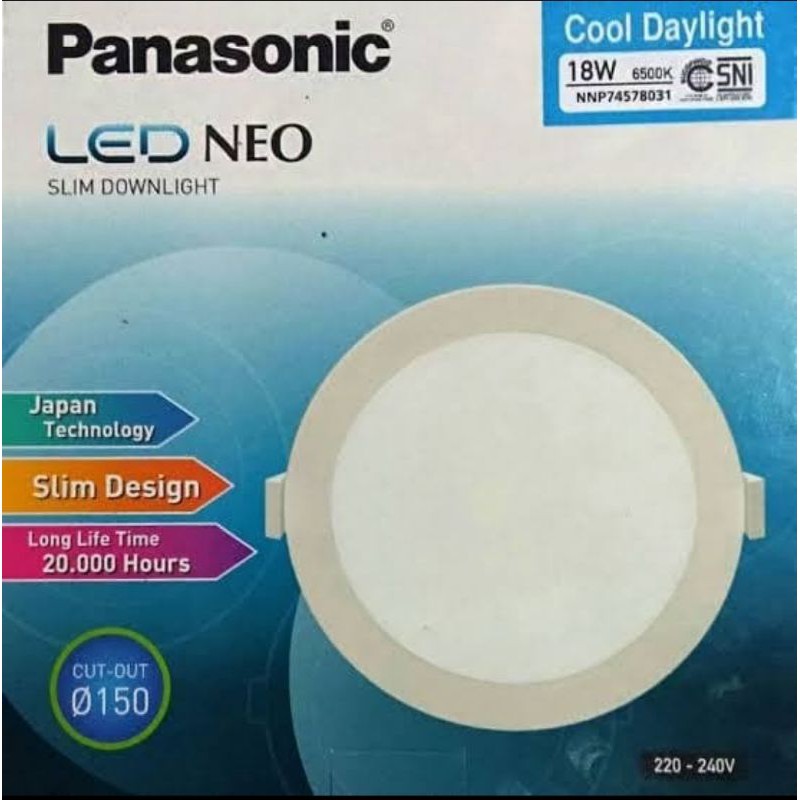 Panasonic Lampu Led Downlight Panel 18 Watt 18W Putih