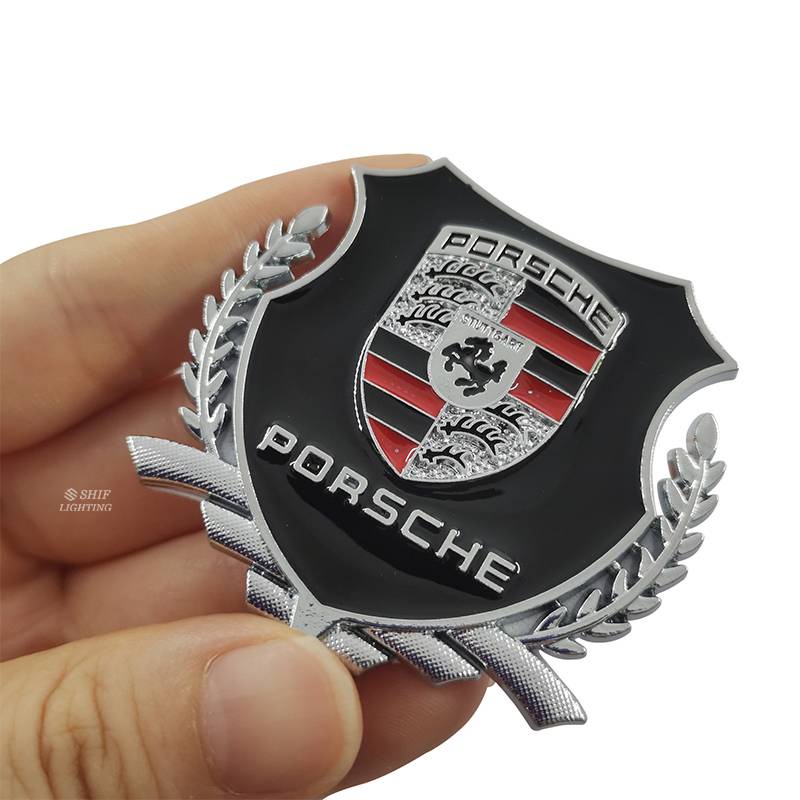 2 X Metal PORSCHE MOTORS Logo Car Auto Side Window Decorative Emblem Badge Sticker Decal For PORSCHE