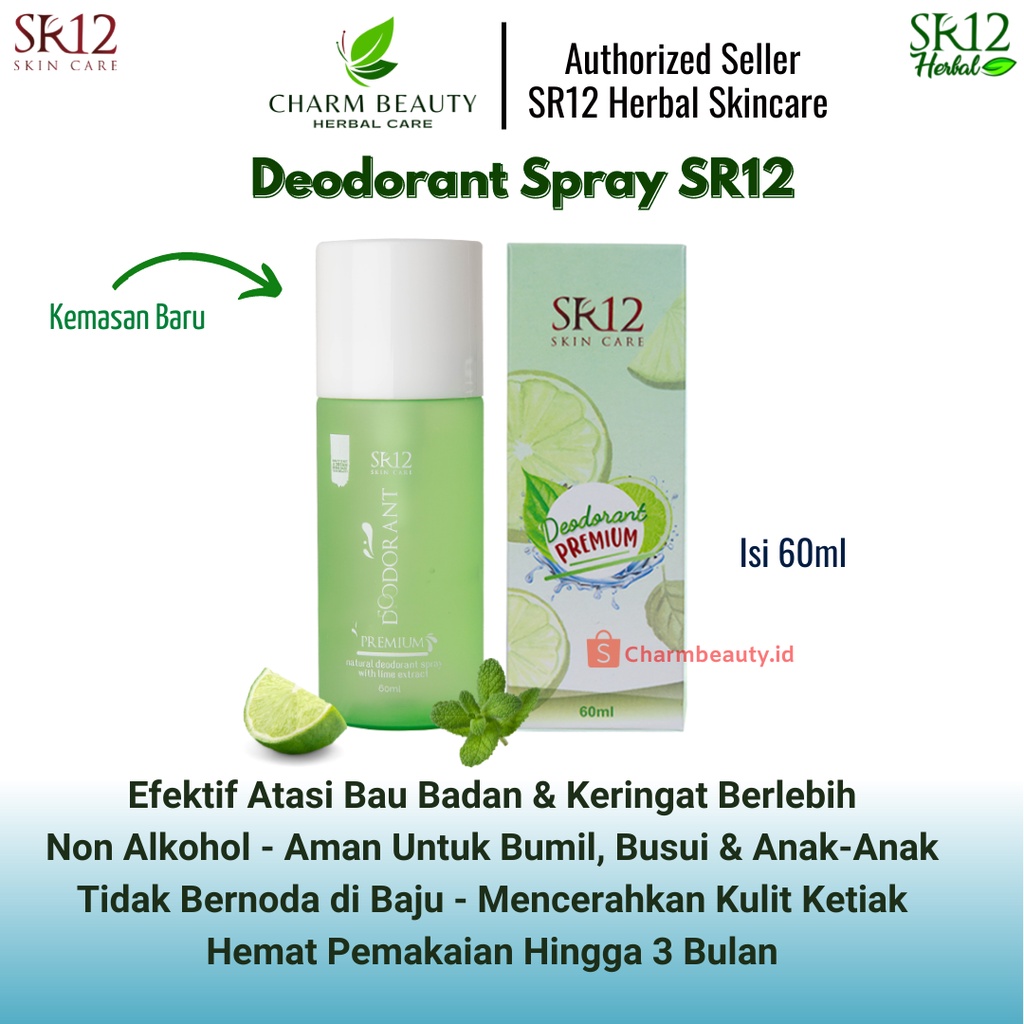 Deodorant Spray SR12 Herbal Untuk Bau Badan Anak Wanita Ibu Hamil Remaja Pria Memutihkan Ketiak Hitam Basah Keringat Berlebih BPOM Ori 100%