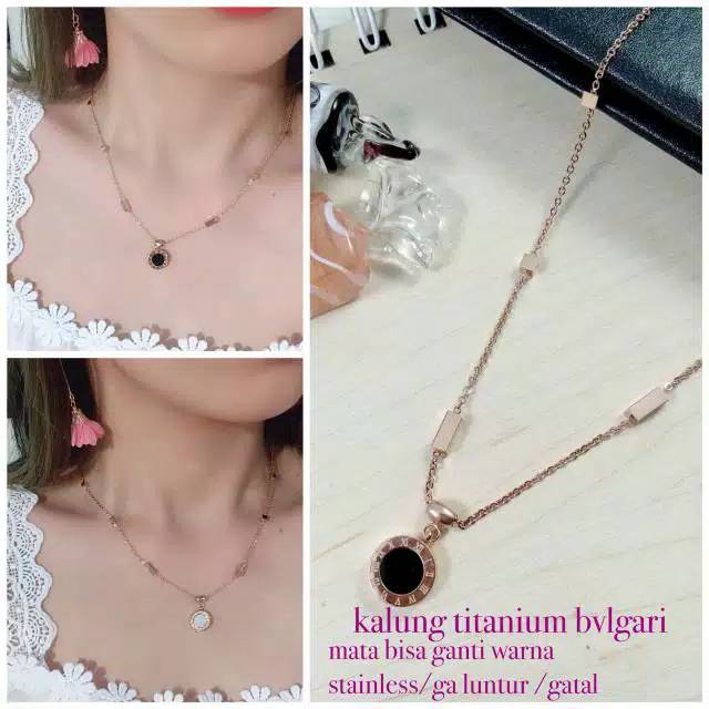 Kalung titanium kalung wanita kalung import aksesoris kalung / kalung anti karat / kalung lv bvlga