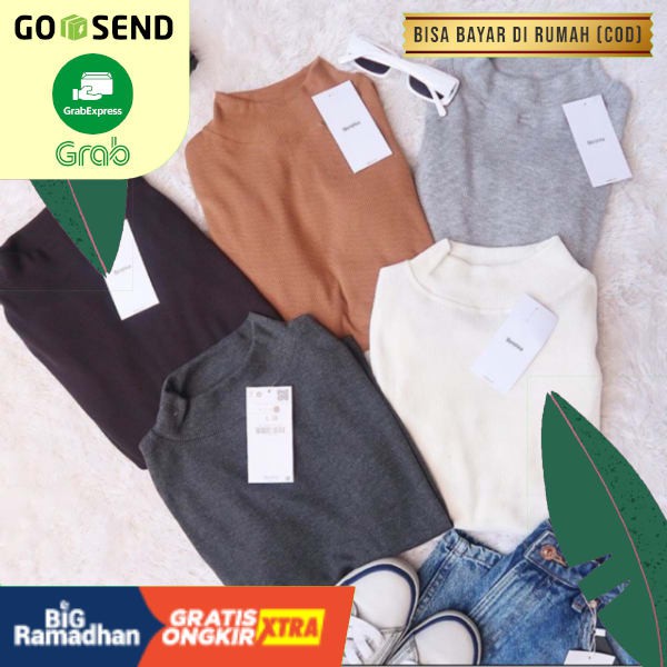 Murah Baju Atasan Leher TURTLE TOP BASIC Wanita HIjabers Terbaru