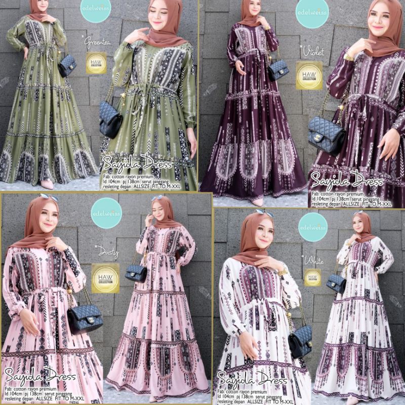 Gamis Rayon Sayida Dress By Edelweis Dress Wanita Etnik