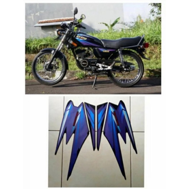 STICKER STRIPING LIS LIST BODY RX KING TAHUN 2002 WARNA BIRU TANGKI HITAM STANDAR