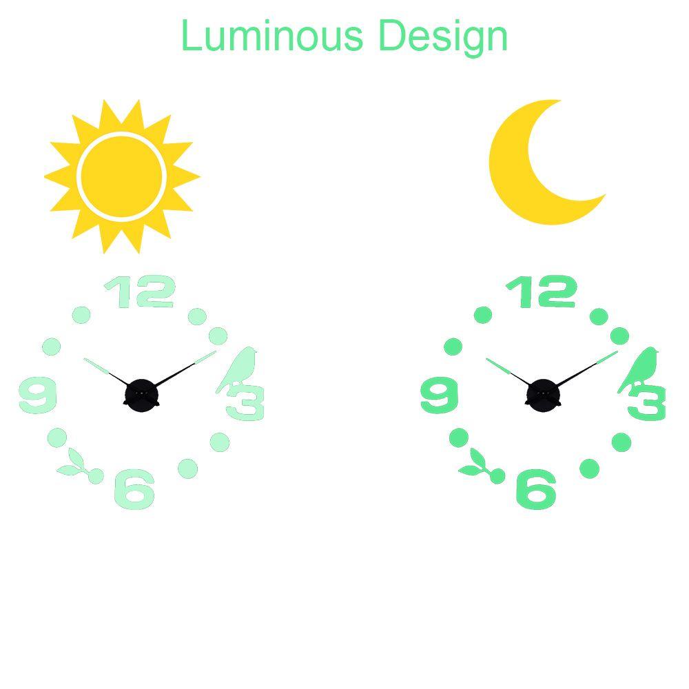 Top Wall Clock DIY Sederhana 3D Luminous Akrilik Jam Stiker Dinding