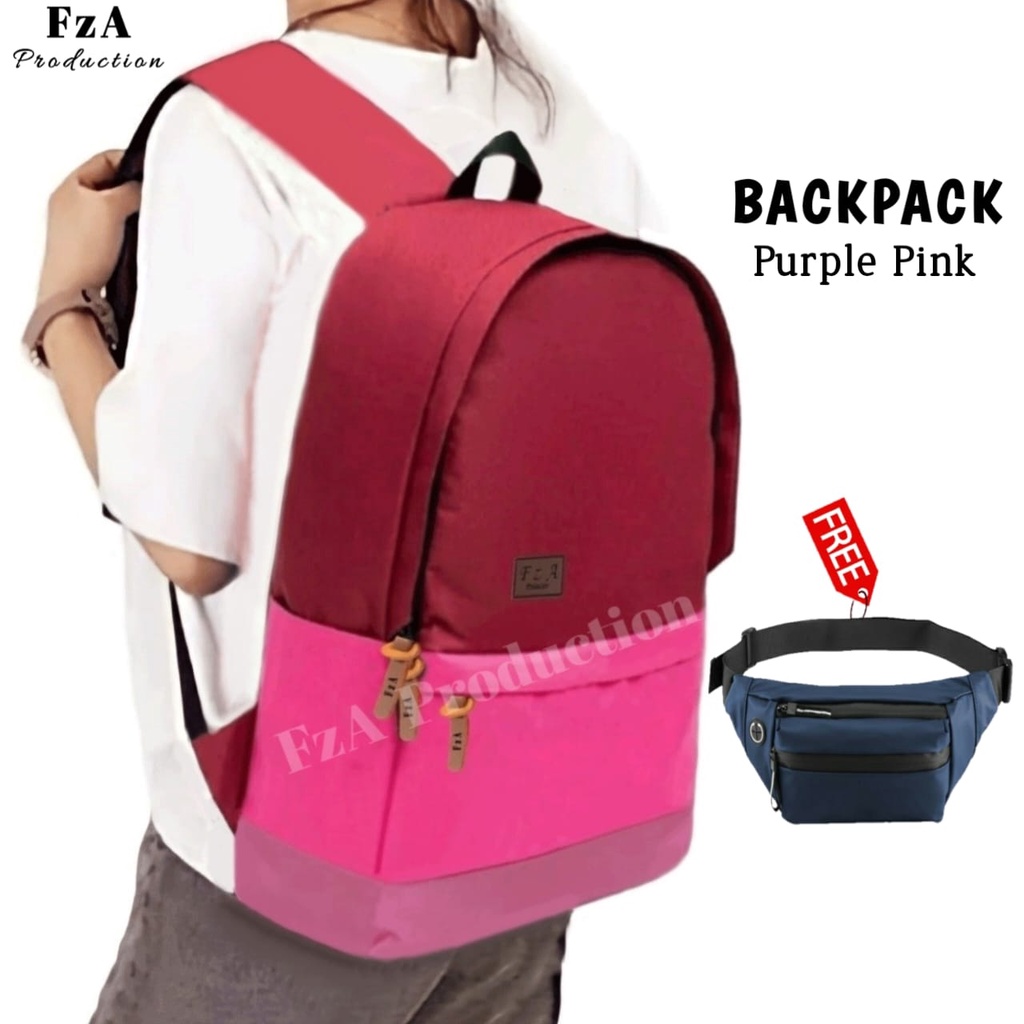 Tas Ransel Punggung Distro Casual Pria Wanita / Tas Ransel Laptop Original FzA FREE Tas Slempang Sporty