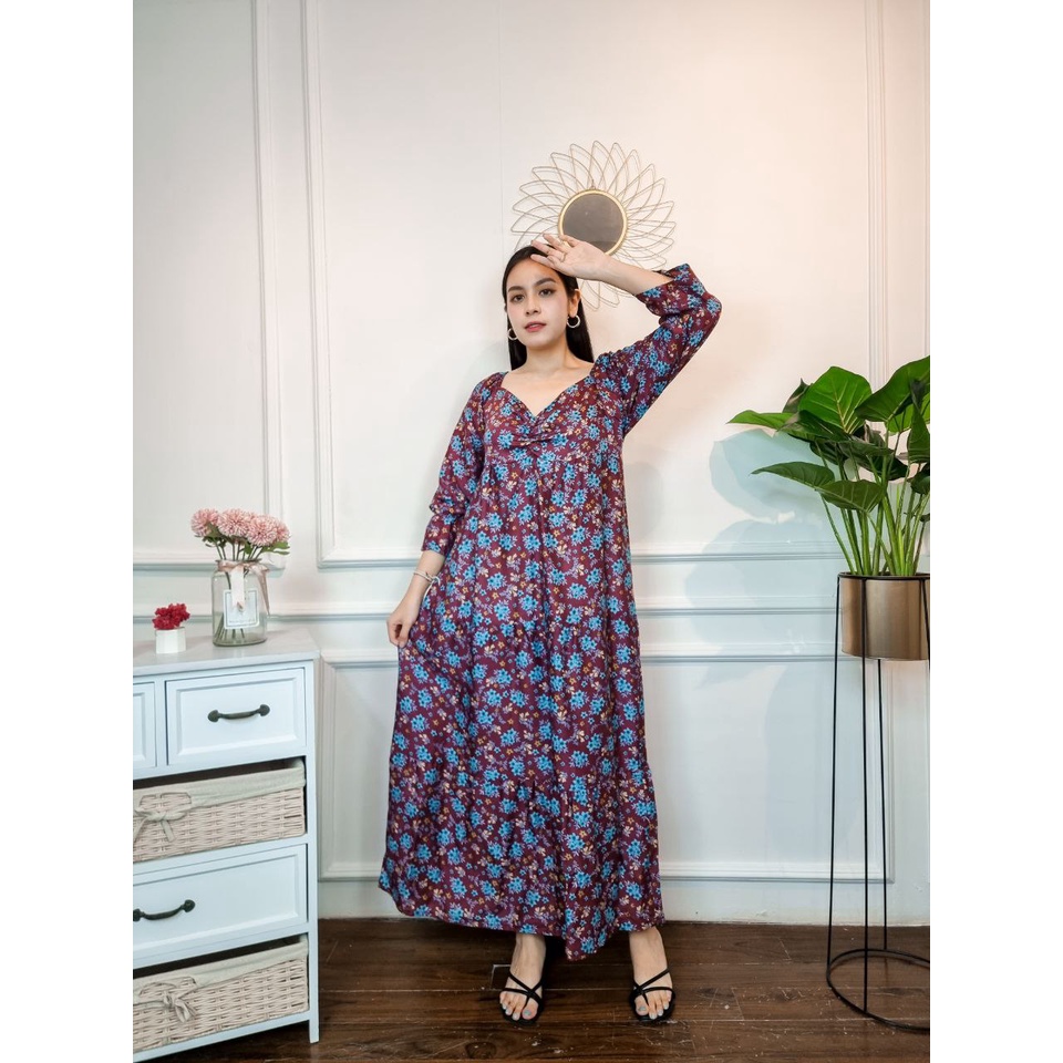 Sweet Honey ~ Daster Bali Dress Bali Gamis Bali Terbaru 2022 Fuji Panjang Motif Bunga Kuma Kuma Bisa COD