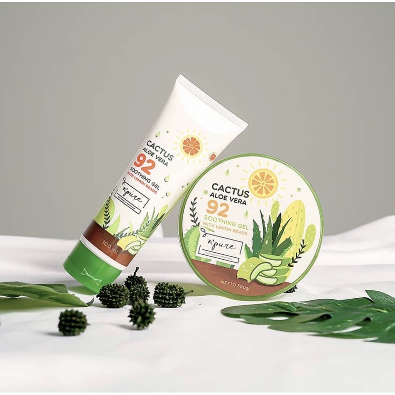 NPURE Cactus Aloe Vera Soothing Gel 300ml (Pelembab Wajah Badan Tubuh, Moisturizer Gel)