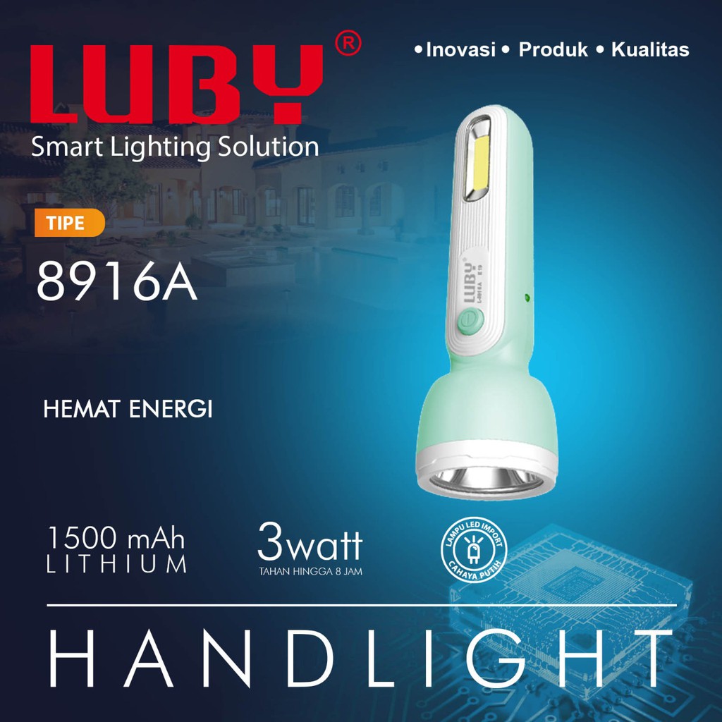 Luby L-8916A Senter Tangan / HandLight 3 Watt Daya Tahan Hingga 8 Jam