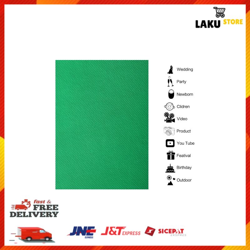 GS8 Kain Backdrop Background Studio Fotografi Non Woven Textile 140 X 200 Cm Sh Bjb 01 Green Uj55