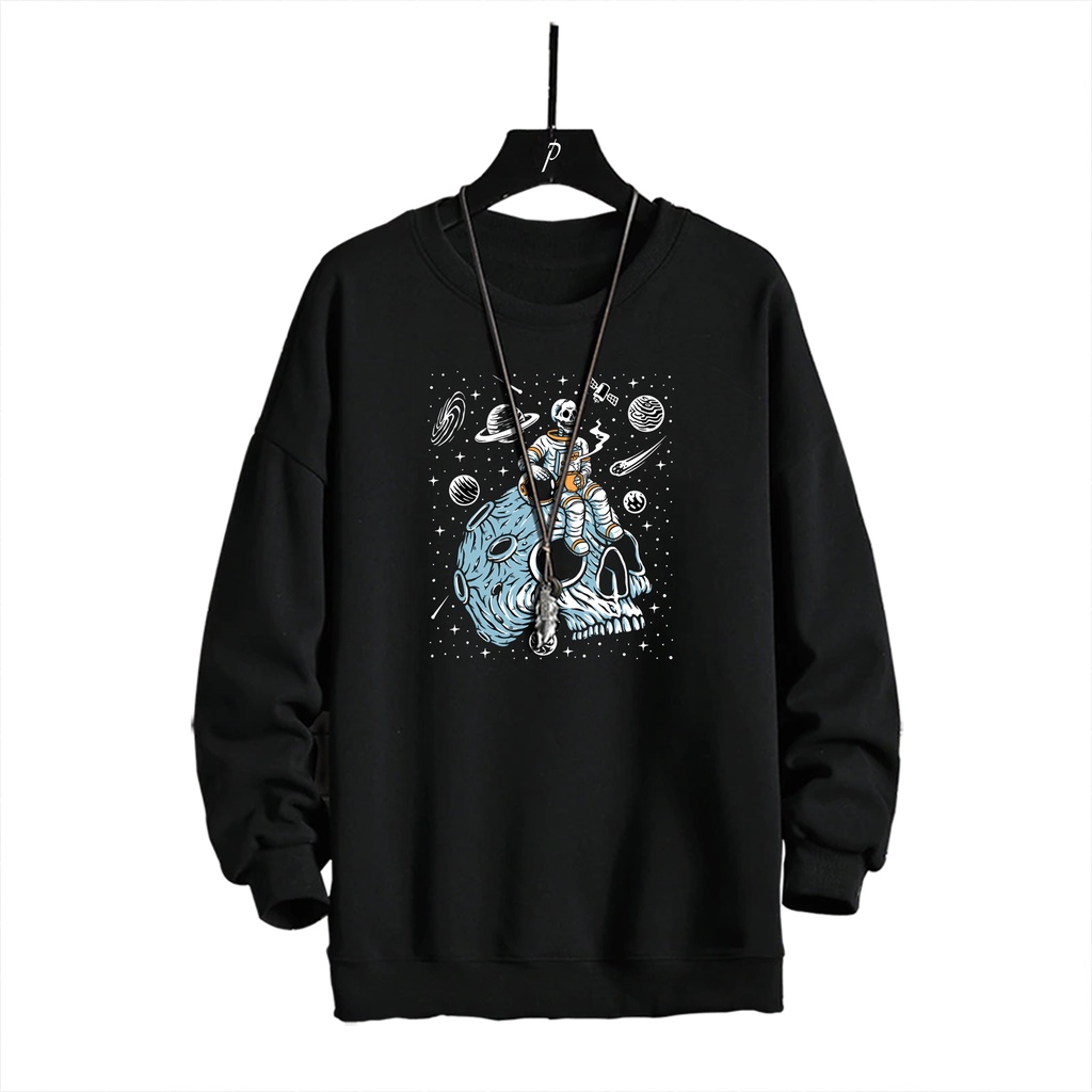 Sweater crewneck pria ASTROSKULL sweter cowok distro murah