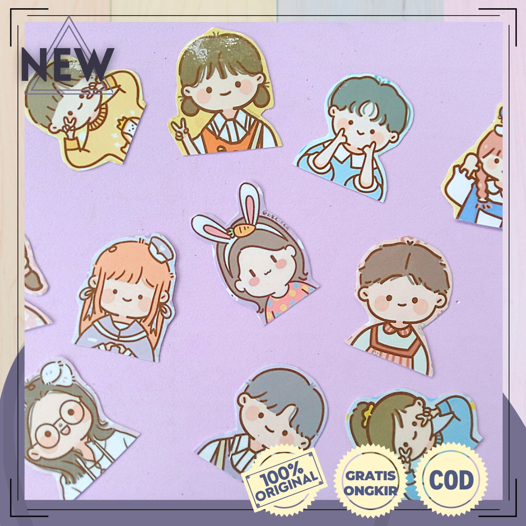 

Sticker Aesthetic Lucu Glossy 20 Pcs Motif Kartun Sticker Notebook, Catatan, Jurnal