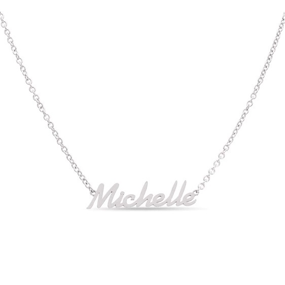 KALUNG NAMA MICHELA CUSTOME PERSONALIZED NECKLACE KALUNG WANITA TITANIUM UKIRNAMA LIONTIN LAPIS EMAS 24K