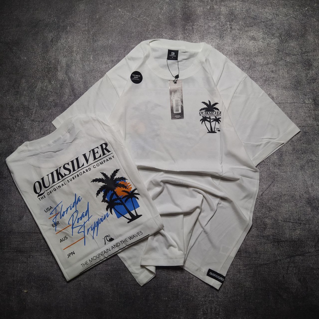 KAOS QUIKSILVER PUTIH THE ORIGINAL SURFBOARD COMPANY TSHIRT QUIKSILVER COMBED 30S LEMBUT DAN NYAMAN