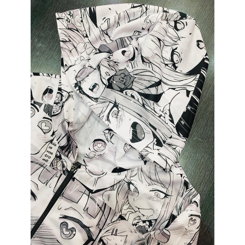 Jaket Zipper Ahegao Fullprint Nekopoi Loli Waifu White