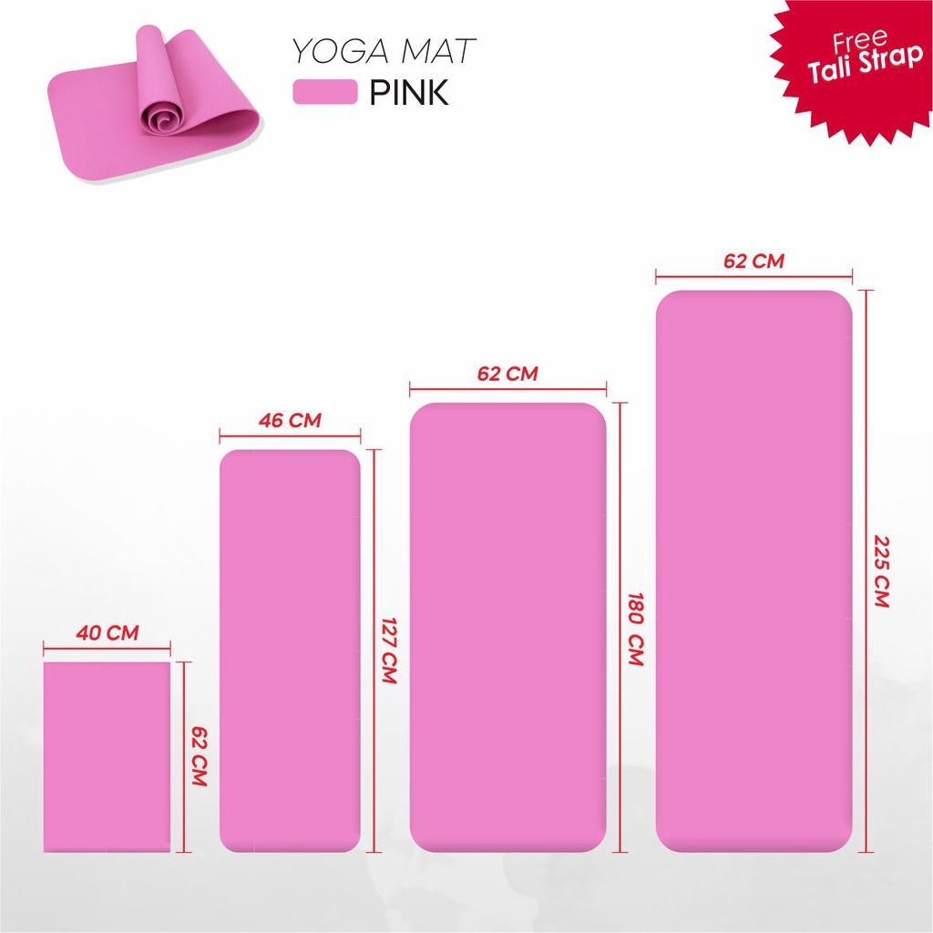 Hawah_Store Matras Olahraga Alas Yoga Senam Mat Tebal 5mm Workout Outdoor Indoor (002)-PINK JOY