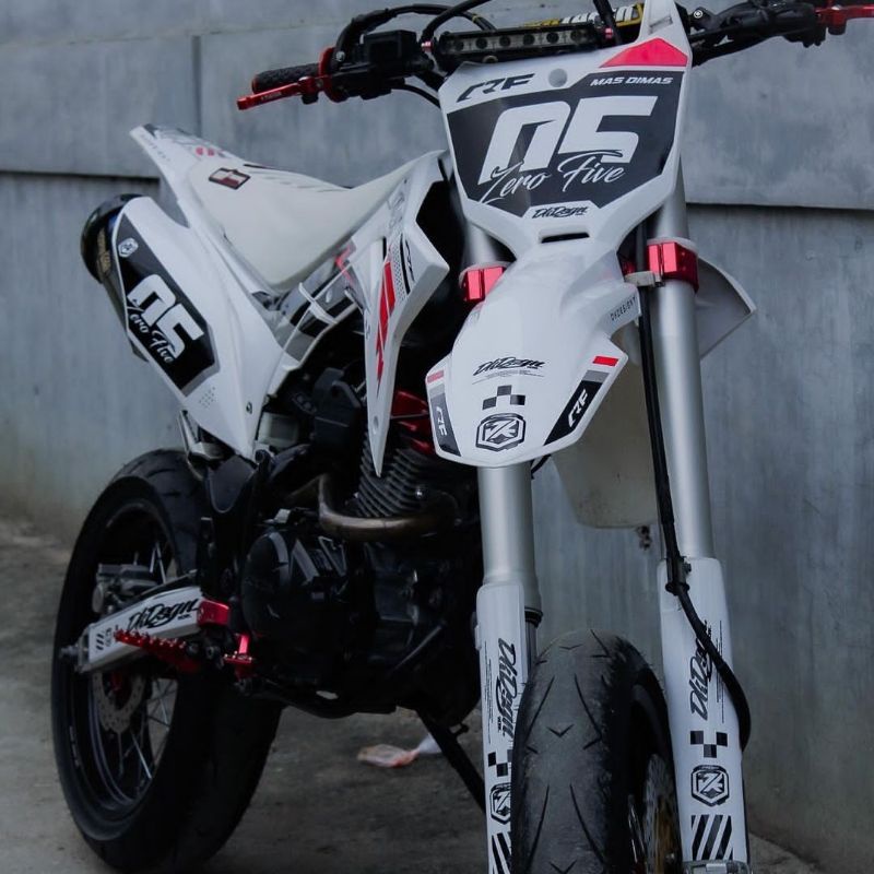 DECAL CRF 150L FULL BODY - DECAL SUPERMOTO MOTO CROSS - DECAL CRF SIMPEL KEREN - DECAL CRF MERAH PUT