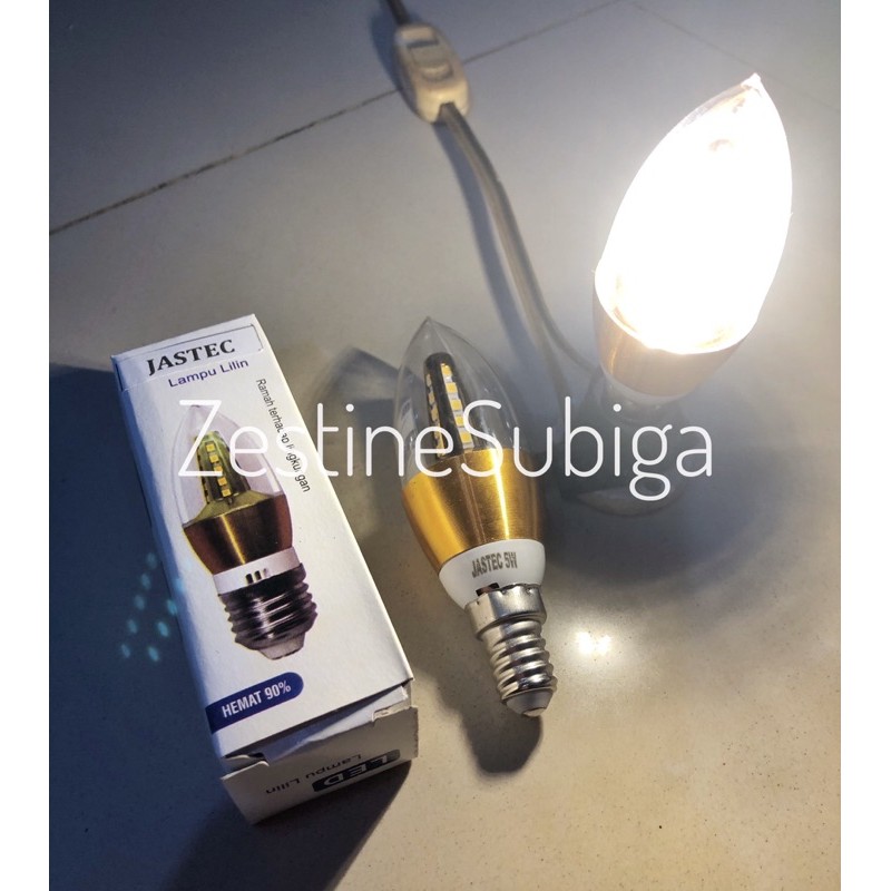 Lampu Bohlam Lilin Mini Jambu E14 LED Cahaya Kuning 5 watt Golden Emas Jastec