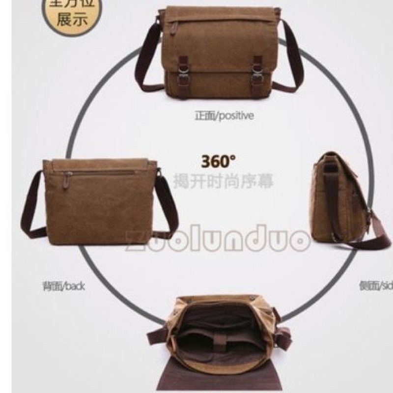 Tas Selempang Laptop Kanvas Zou Lun Duo 8645.M - Import - Sekolah - Kuliah - Kerja