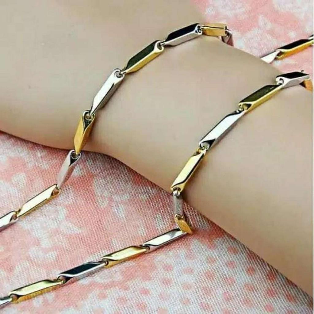 kalung titanium pria rantai padi anti karat selamanya -kalung titanium rantai padi