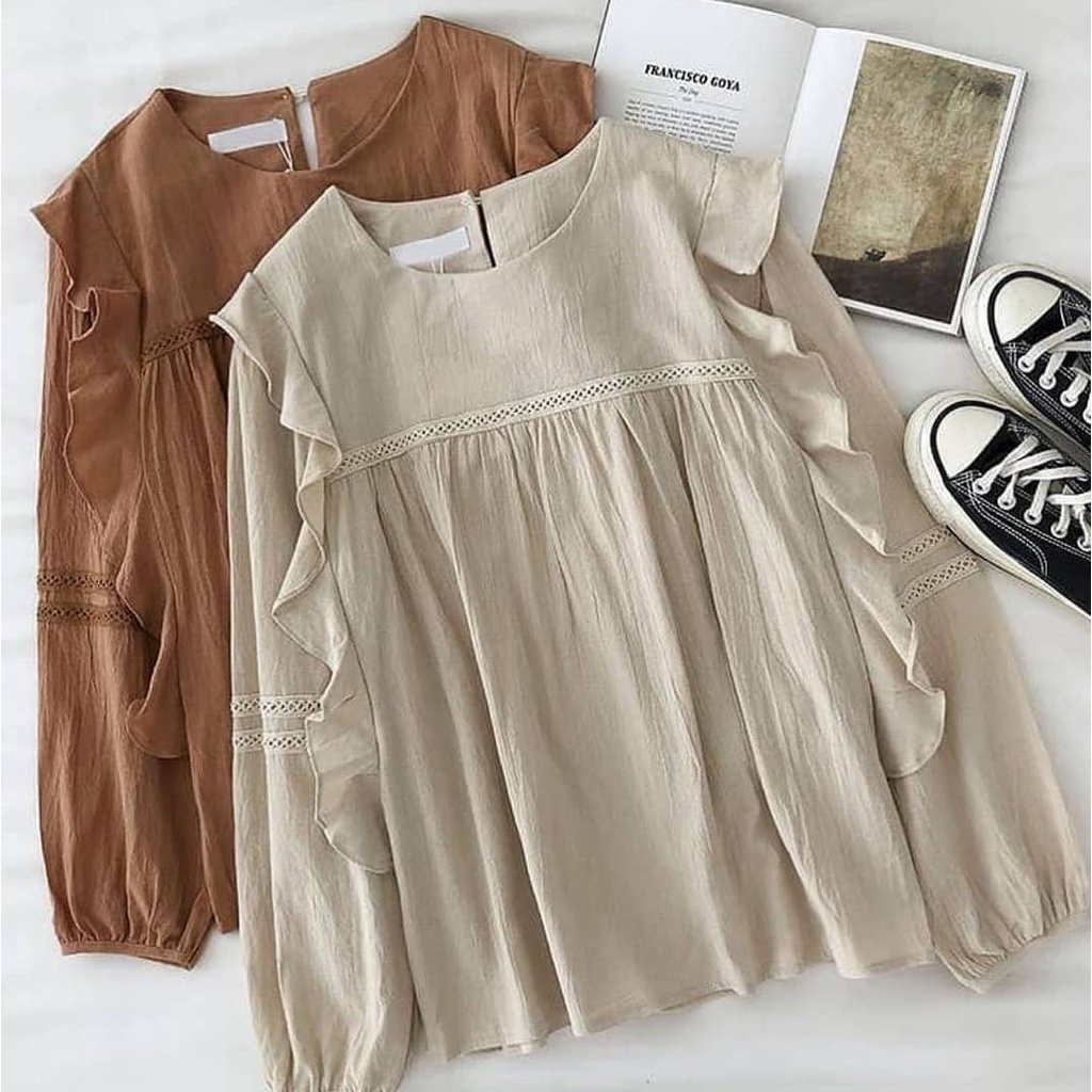 BLOUSE WANITA - SAKA BLOUSE -  PAKAIAN WANITA - FASHION WANITA KOREA - BLOUSE WANITA LENGAN PANJANG-7