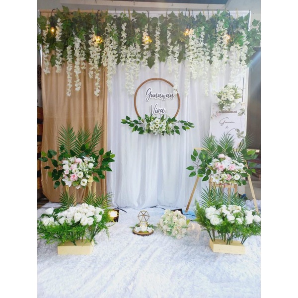 [PAKET HEMAT VARIASI 1 SISI DAUN WISTERIA] / Dekorasi lamaran backdrop VARIASI/Dekorasi lamaran/akad