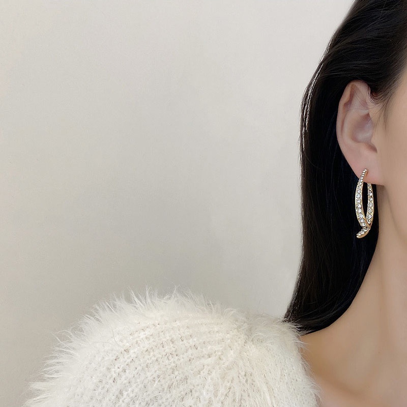 Shuling S925 Silver Needle Fashion High Sense Rhinestone Cross Earrings