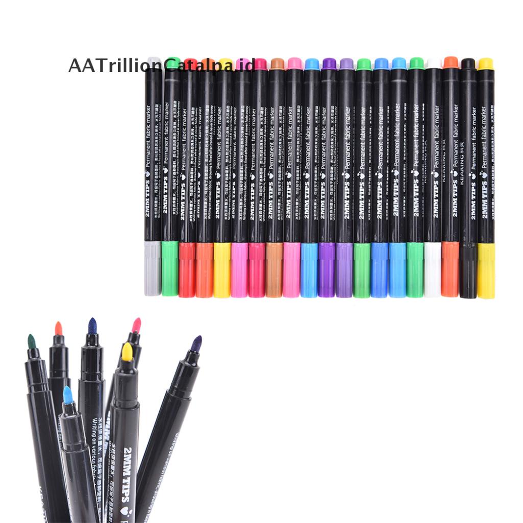 (AATrillionCatalpa) Spidol Permanen 20 Warna Untuk Kain / Kaos T-Shirt / Sepatu / Pakaian DIY