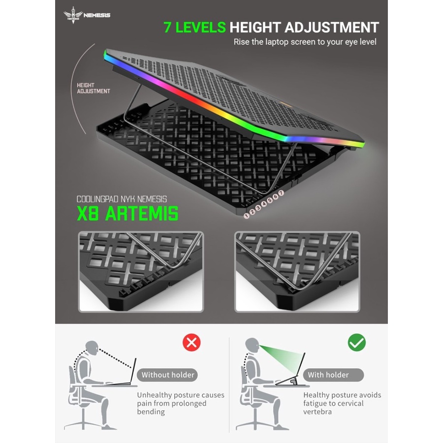 Coolingpad Cooling pad NYK Nemesis RGB X8 Artemis with Phone Holder