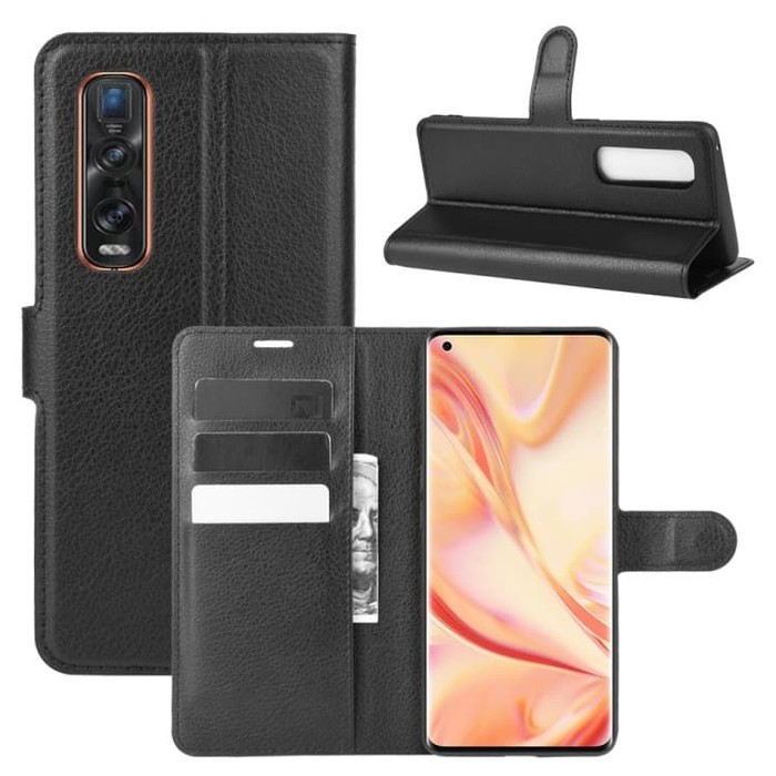 SS15621 - LITCHI HORIZONTAL LEATHER CASE OPPO FIND X2 PRO BLACK