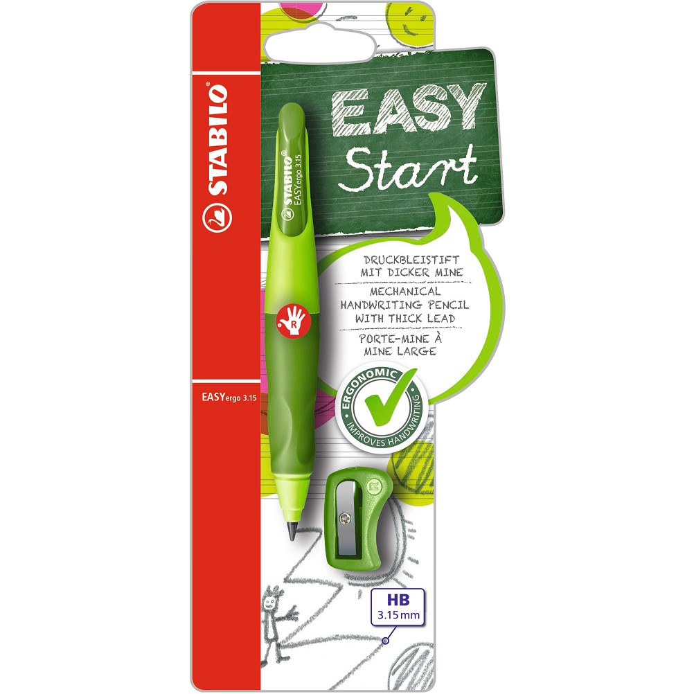 

STABILO EASYergo 3.15 light/dark green warna penisl mekanis ergonomis pensil pulpen HB alat tulis