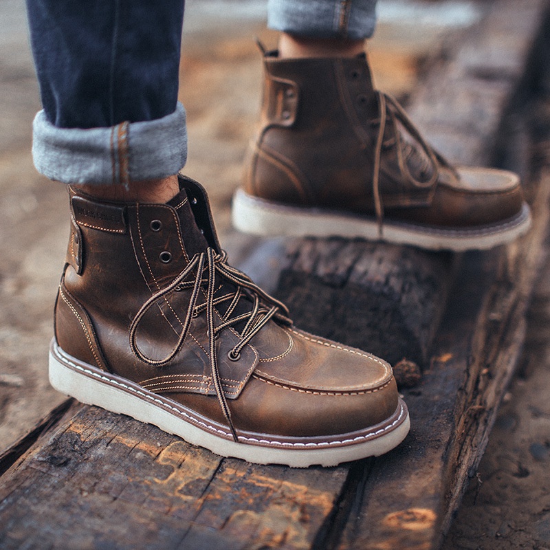 Madden Pria Tentara Sepatu cowhide Pria Martin Sepatu Pria Kerja Sepatu Salju Sepatu Pria Sepatu Pri