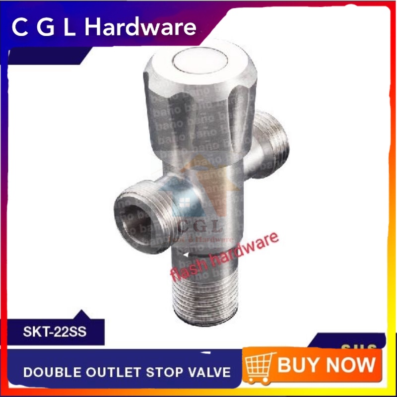 Stop kran shower toilet cebok model T cabang stainless BANO