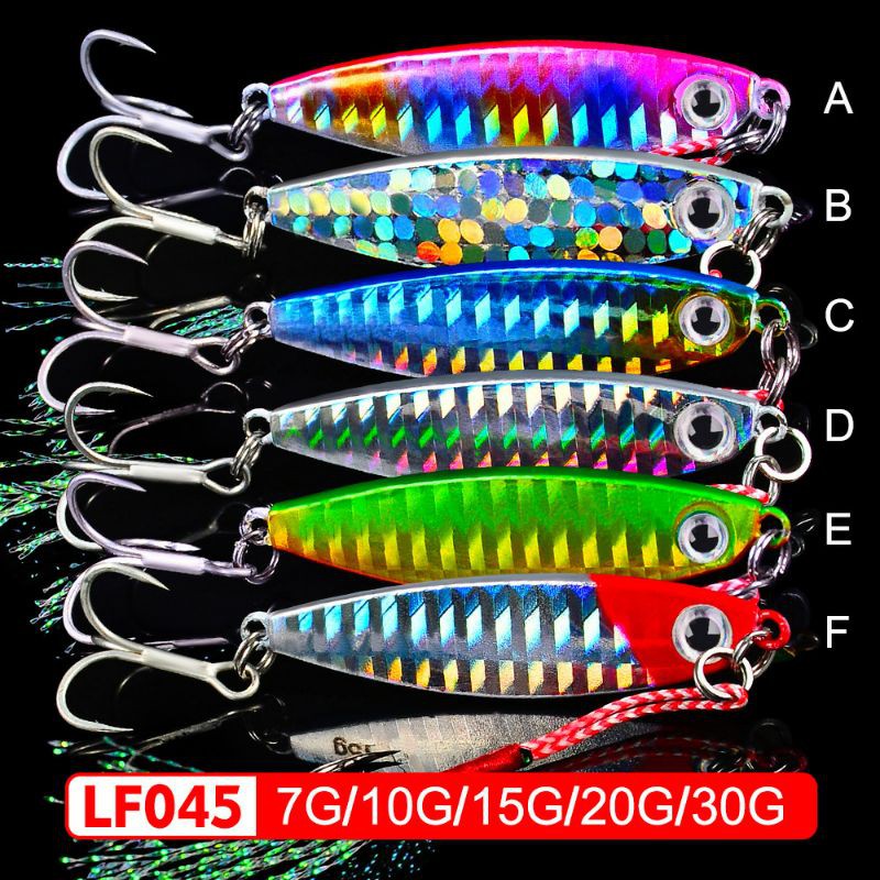 Umpan pancing metal jig + treble + asist hook fishing lure jigging 7g 10g 15g 20g 30g ultralight 045