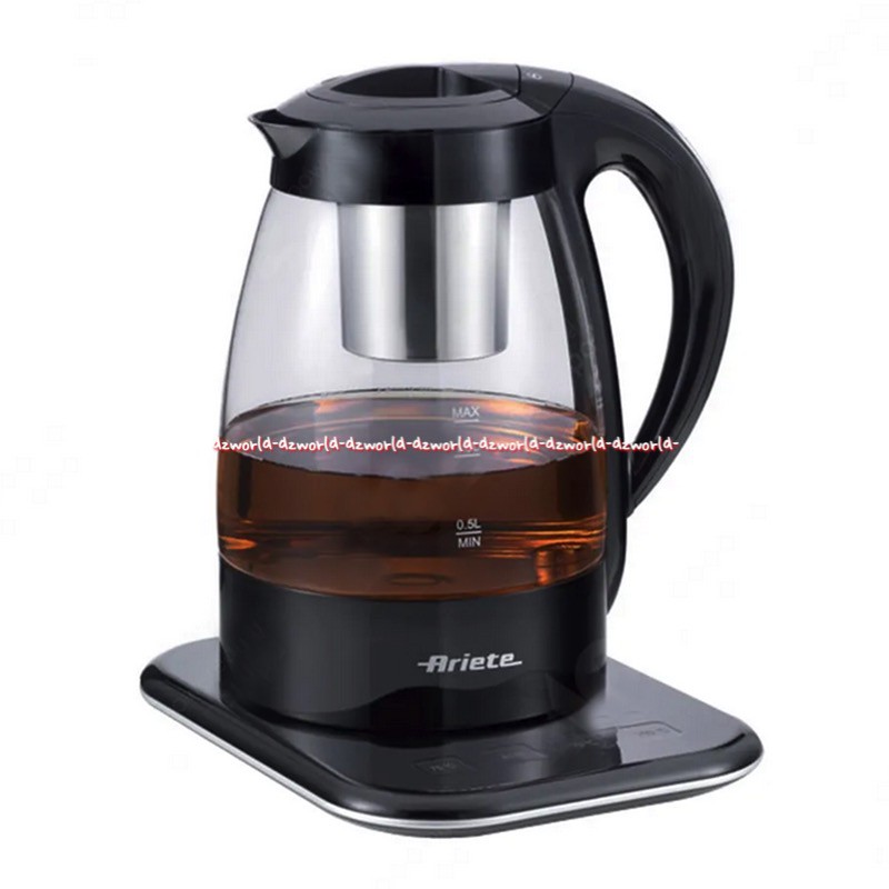 Ariete Tea Electric Kettle Teko Cerek Teh Listrik dengan Saringan 1L Hitam Kaca Ariette