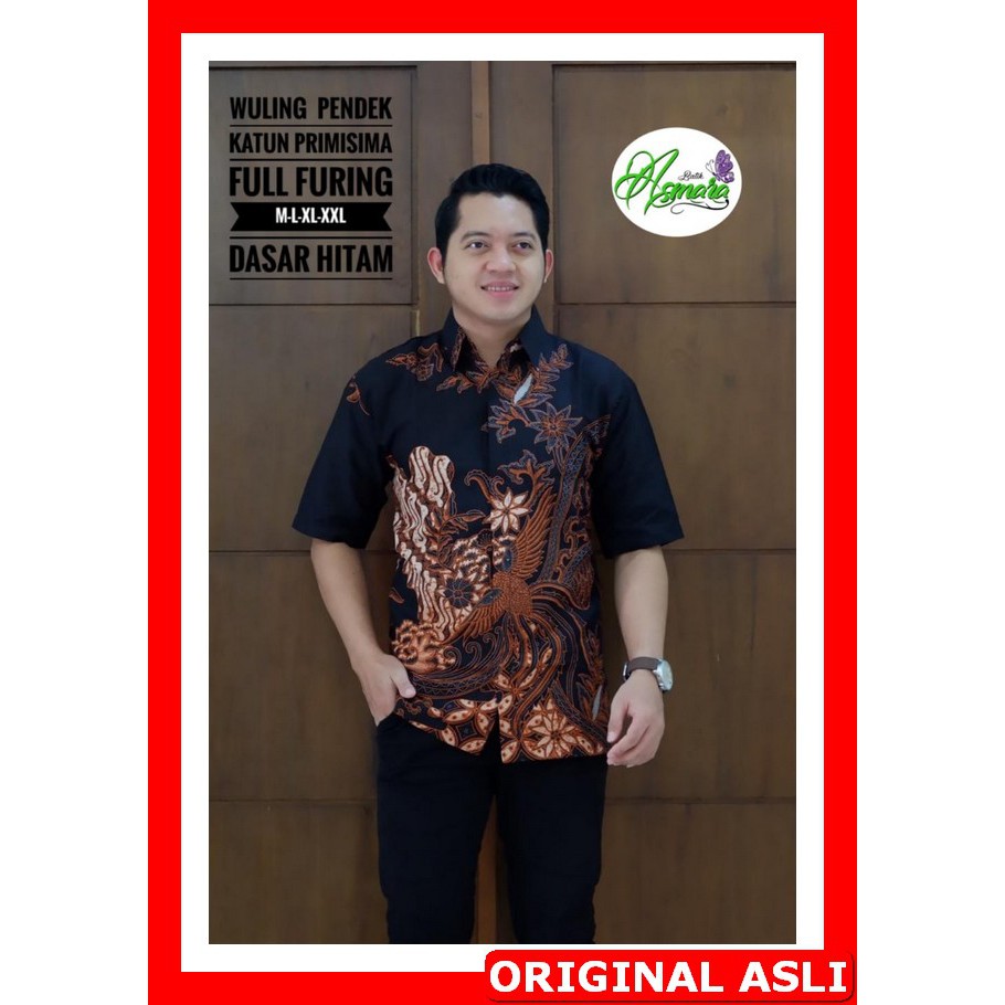 PROMO BATIK PREMIUM MODERN KEMEJA BATIK SOLO Lengan Pendek Lapis Furing Asmara Wuling Pendek Kembar 