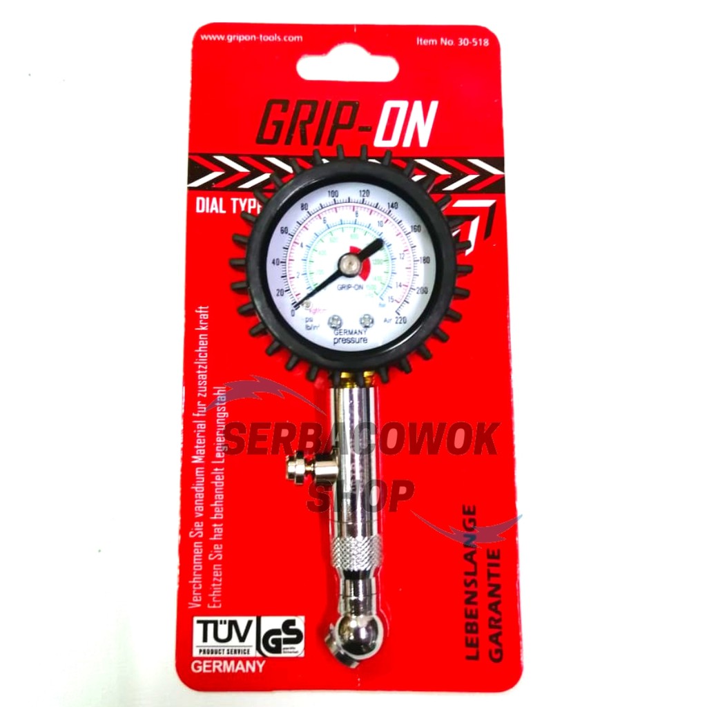 Dial Type Tire Gauge Ukuran Angin Ban Motor Mobil Model Bulat Grip On Termurah Berkualitas