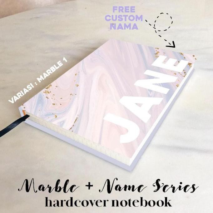 

Marble + Name Hardcover Aesthetic Notebook Buku Tulis A5/B5 Plain Grid Wildastore92