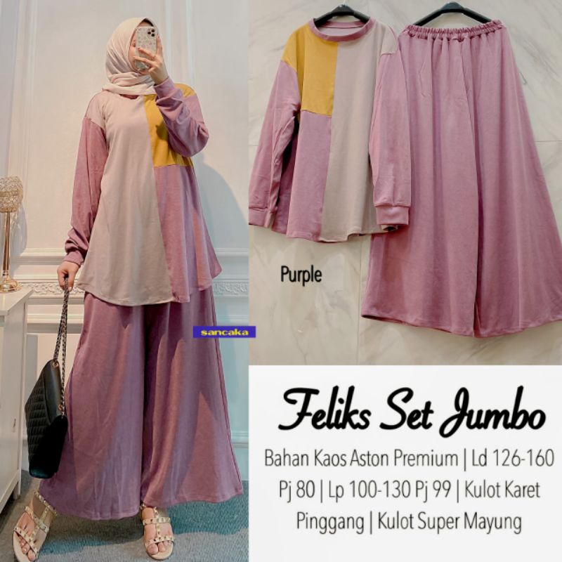 11.6 Feliks set jumbo/setelan wanita jumbo fab kaos aston by Sancaka
