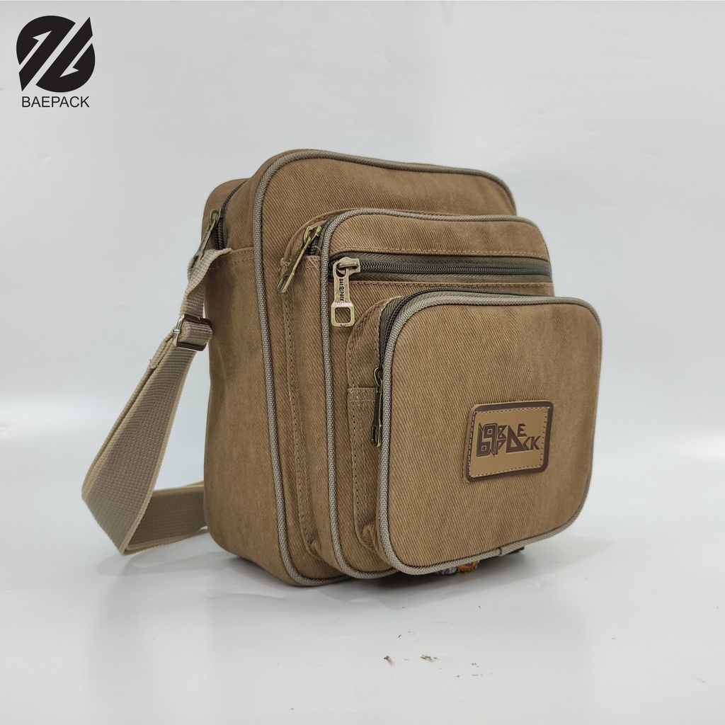 Tas Selempang Kanvas Cowok Volker Brown Original Baepack / Tas Bahu Pria dan Wanita / Tas kanvas Terbaik Produsen Bandung