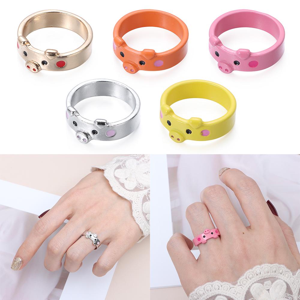 Cincin Nanas Babi Hadiah Hari Valentine Wanita Pria Piggy Retro Vintage Kreatif Hewan