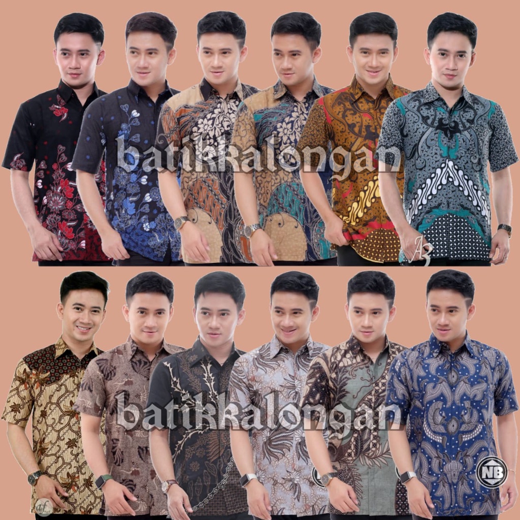 Hem Pendek Padi Pekalongan sizeM L XL Batik Pria MURAH