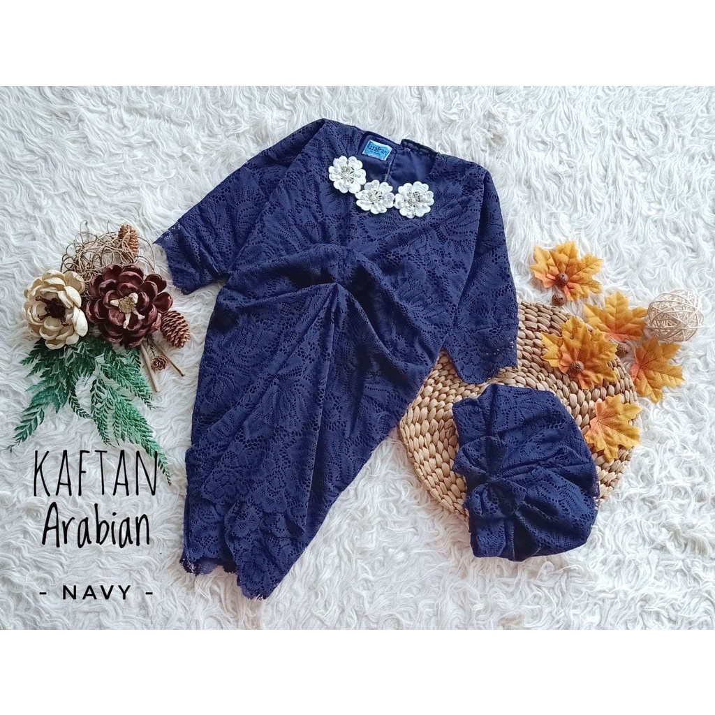 Kaftan Arabian/Kaftan Brukat Wanita/Kaftan Cantik Kekinian/Kaftan Lebaran Warna Navy