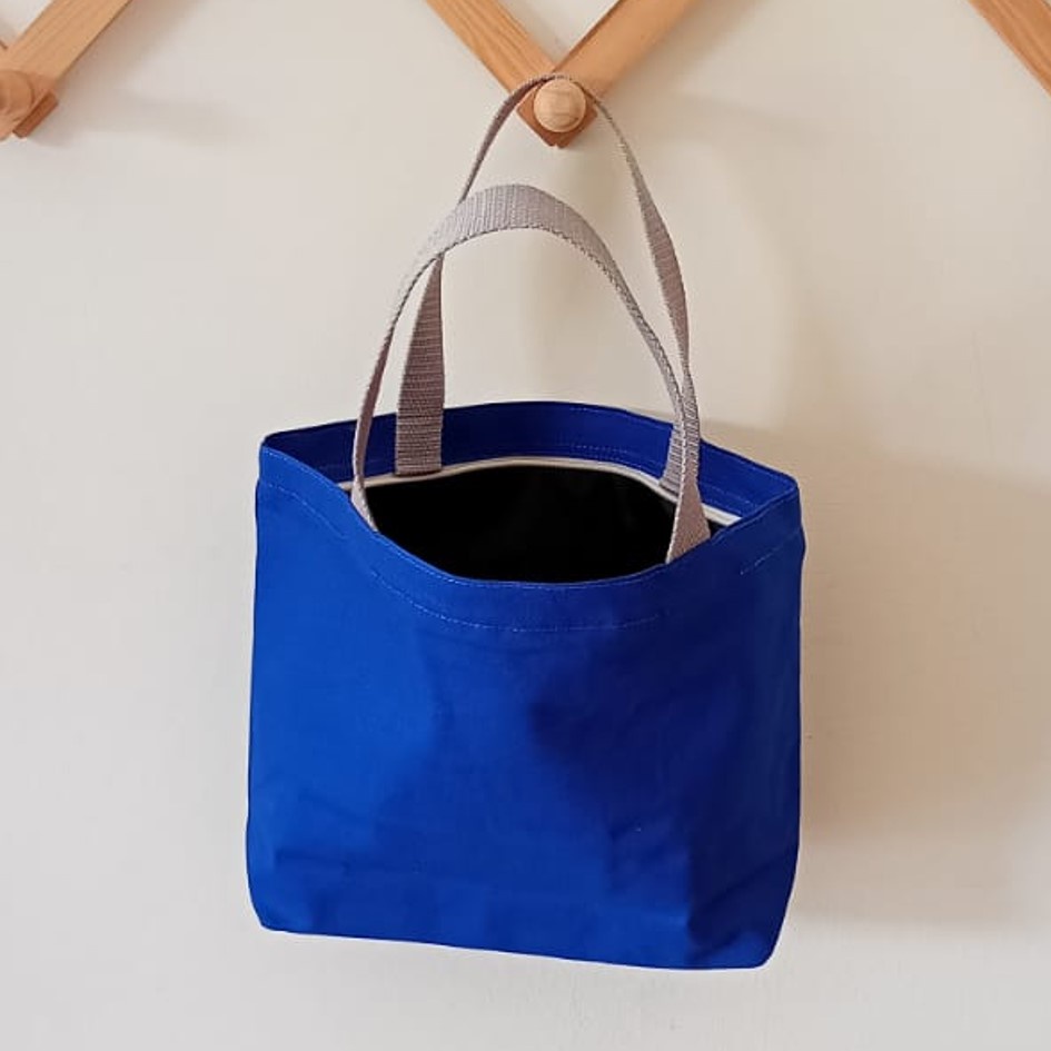 HANDBAG TAS JINJING KANVAS POLOS WARNA BIRU TAS WANITA KANVAS TAS JUMBO RIENS COLLECTIONS