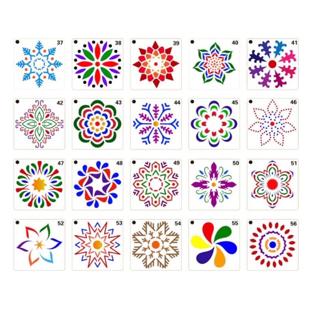 ELEGANT 36/56pcs Painting Stencils Painted Decor Drawing Tool Mandala Pattern Wall Paper Stencils Painting Template DIY Scrapbooking Craft Card Making Album Decorative Hollow