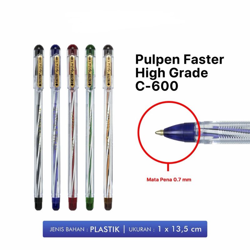 

Pulpen / Bolpoin / Ball Pen Faster C-600 Solid INK Clean Line Silky Smoth