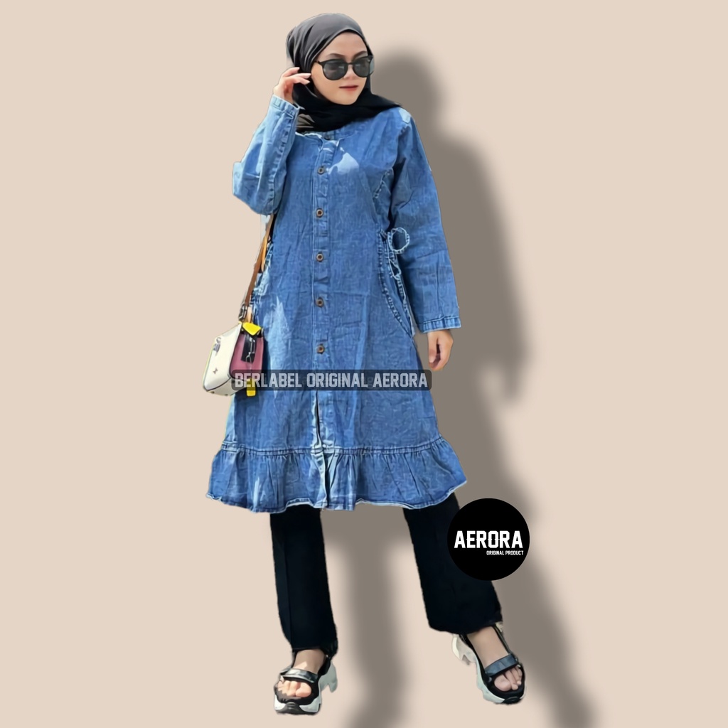 Baju Atasan Tunik Jeans Jins Denim Wanita Terbaru 2022 Busui Snow Model Tali Kekinian Korean Style Ld 110 P 95 Shakira Tunik Allsize